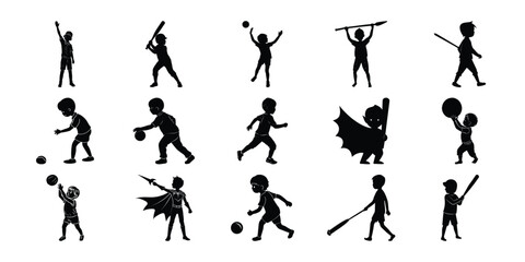 Boys Sports and Fun Vector Silhouette Bundle – Set 4