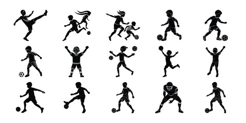 Boys Outdoor Play Vector Silhouette Bundle – Set 2