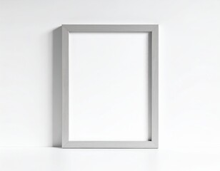 Minimalist Light Gray Wooden Frame on White Surface for Art Display