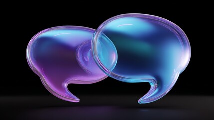 abstract two bubble talk or comment sign symbol. 3d render.