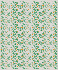 Seamless patterns of peach fruit with green leaves, small hearts, cherry and cute flower on orange and pink backgrounds vector. Cute fruit prints.