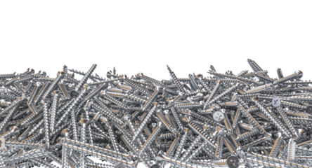 Chrome wood screws  on a transparent background 3d