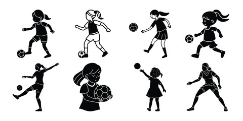 Girls Ball Games Vector Silhouette Bundle – Set 4