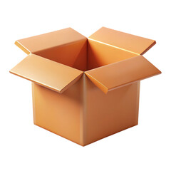 Open orange cardboard box isolated on transparent background