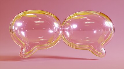 abstract two bubble talk or comment sign symbol. 3d render.