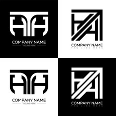 HTH minimalist and classic logo set design. HTH flat and simple style with black and white color variation letter logo set in one artboard.