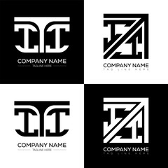 ITI minimalist and classic logo set design. ITI flat and simple style with black and white color variation letter logo set in one artboard.