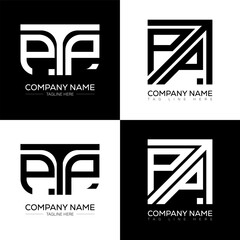 PTP minimalist and classic logo set design. PTP flat and simple style with black and white color variation letter logo set in one artboard.