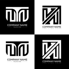 NTN minimalist and classic logo set design. NTN flat and simple style with black and white color variation letter logo set in one artboard.
