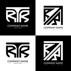 RTR minimalist and classic logo set design. RTR flat and simple style with black and white color variation letter logo set in one artboard.