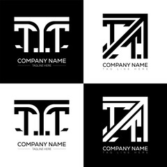 TTT minimalist and classic logo set design. TTT flat and simple style with black and white color variation letter logo set in one artboard.