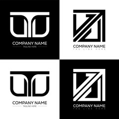 UTU minimalist and classic logo set design. UTU flat and simple style with black and white color variation letter logo set in one artboard.