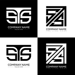 STS minimalist and classic logo set design. STS flat and simple style with black and white color variation letter logo set in one artboard.