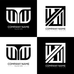 WTW minimalist and classic logo set design. WTW flat and simple style with black and white color variation letter logo set in one artboard.