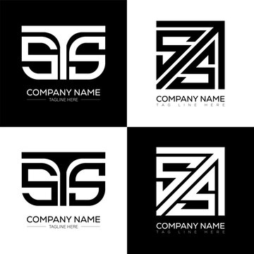 STS minimalist and classic logo set design. STS flat and simple style with black and white color variation letter logo set in one artboard.