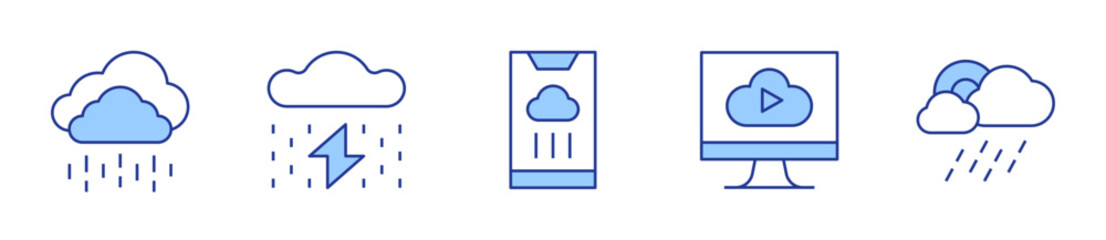 forecast, storm, weather forecast, rain. Weather forecast Icon vector illustration. Line Duotone style. Editable stroke