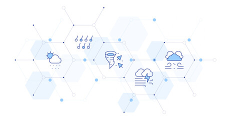 Weather forecast Banner Vector Illustration with Icon Style in Between. Line Duotone icon. Containing. meteorology, hail, climate, windstorm, wind