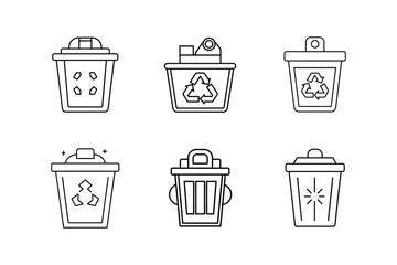e waste disposal line art vector illustration