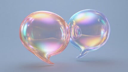 abstract two bubble talk or comment sign symbol. 3d render.