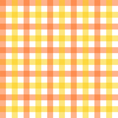 Colorful gingham seamless pattern in orange yellow white.Checkered tartan plaid repeat pattern for summer.Geometric vector illustration texture background for fabric and prints.