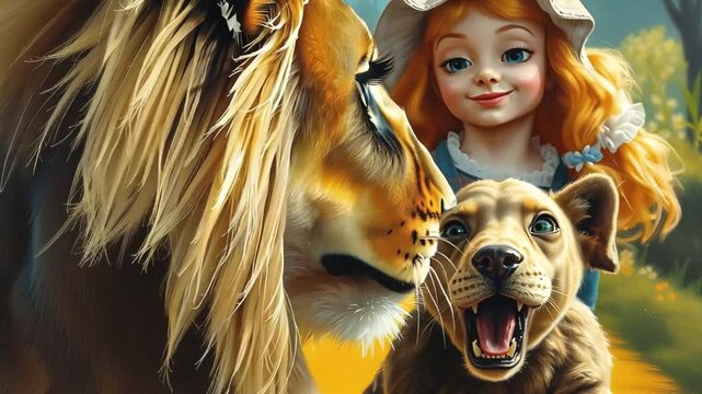  Dorothy Meets the Cowardly Lion &mdash; Illustration for "The Wizard of Oz"