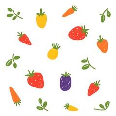 Cute seamless pattern with garden vegetables like carrots