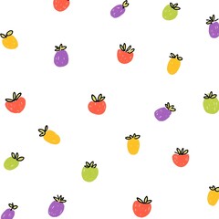 Cute seamless pattern with garden vegetables like carrots