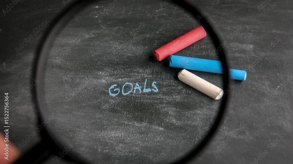 Canvas Prints goals concept. chalk text and magnifying glass on a chalkboard. 4k video