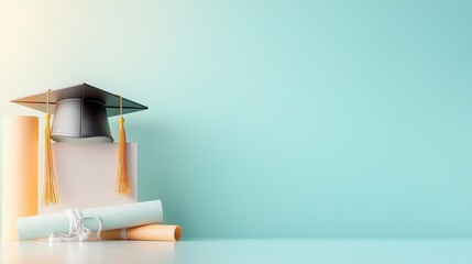 Graduation celebration academic setting photography minimalist background close-up achievement and inspiration