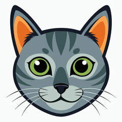 Fototapeta premium Cute domestic kitten vector cartoon illustration with funny black eyes