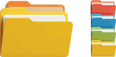 Colorful file folder icons for organizing digital documents and office projects

