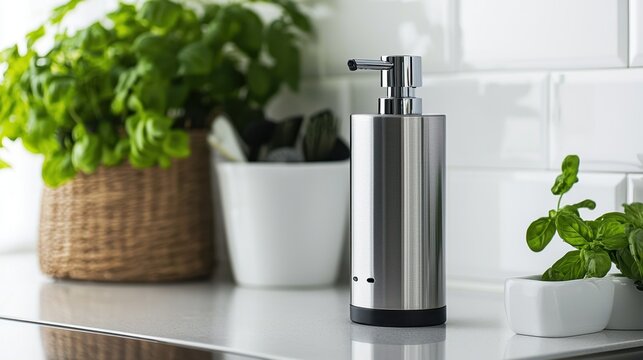 Sleek Stainless Steel Soap Dispenser with Modern Design Perfect for Any Kitchen or Bathroom