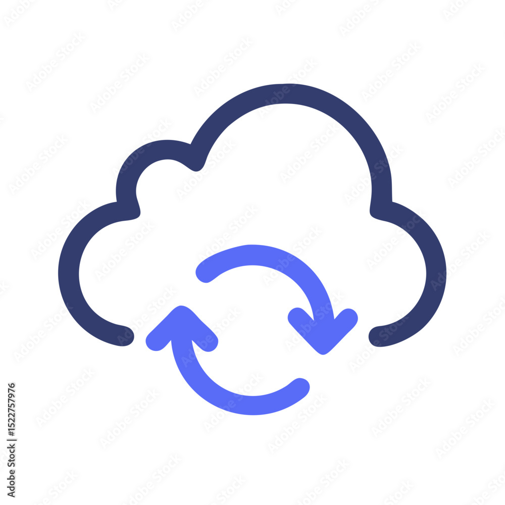 Poster cloud icon with circular arrows representing synchronization