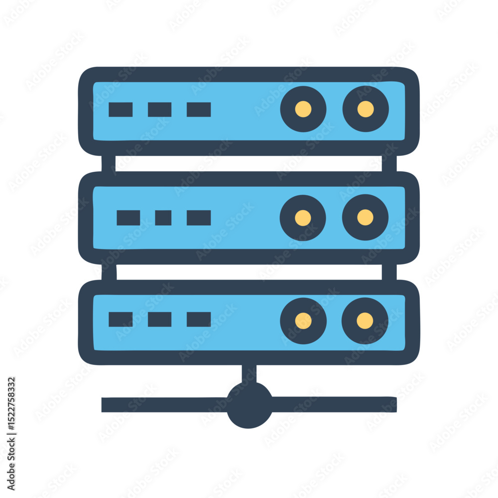 Poster server rack with three storage units in a minimalistic design