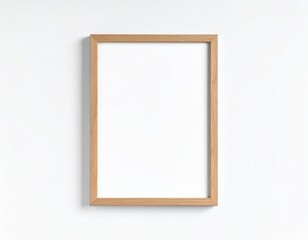 Minimalist oak frame on a white wall casting subtle shadows perfect for artwork display