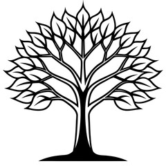 Obraz premium A striking vector silhouette of a tree with delicate leaf and branch details, perfect for nature-inspired design and decoration