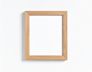 Minimalist Oak Frame on White Wall Clean Lines and Subtle Shadow