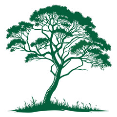 Green tree vector illustration with lush foliage, perfect for nature and summer designs