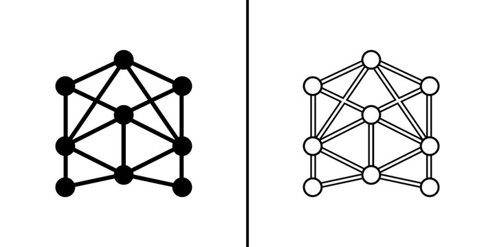 Networks depicting interconnected nodes representing a neural network or cryptocurrency nodes, symbolizing blockchain technology, decentralized systems, and digital connectivity.