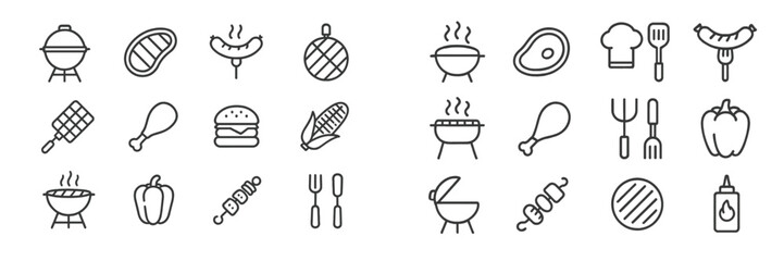 Grilling tools and foods displayed together for a festive outdoor cooking experience