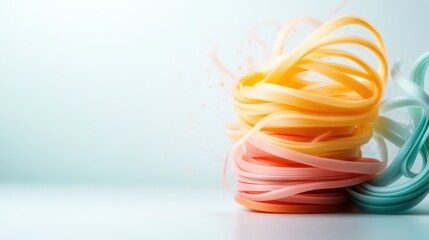 This captivating image features vibrant, swirling ribbons in shades of orange and teal against a soft background, embodying creativity and fluidity in design and emotion.