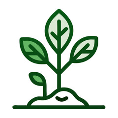 Green sapling with leaves growing from soil in an organic design  