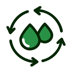 Obraz premium Water cycle symbol with green droplets and circular arrows 