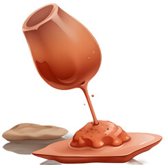Chocolate liquid dessert falling from pot vector