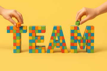 Collaborative effort drives progress as individuals contribute pieces to form a unified team symbolizing growth and achievement in business