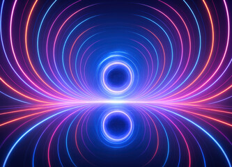 This futuristic tunnel glowing concentric rings symbolizes innovation and technological advancement inspiring visionary business growth and digital transformation