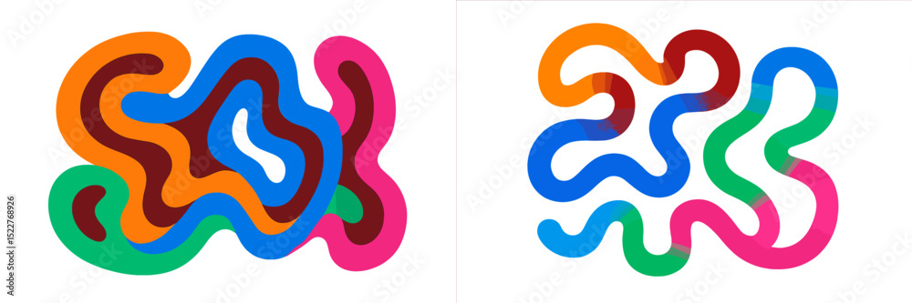 Poster abstract shapes and vibrant colors create an engaging artistic composition in a modern style