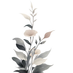 Monochrome plant with flower and leaves decoration
