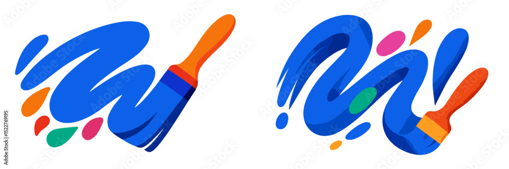 Aufkleber Colorful paintbrush strokes creating artistic patterns in a vibrant abstract design