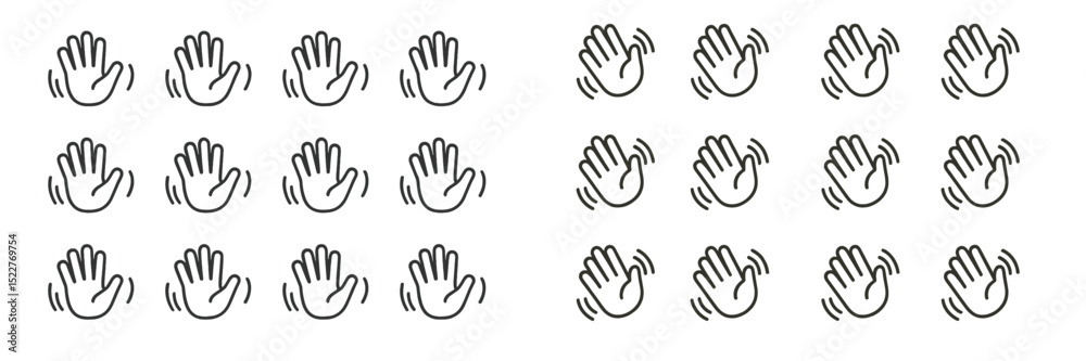Poster Hands waving in various orientations, creating a playful pattern, suitable for greetings or friendly interaction